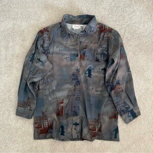 Women’s Vintage “Deed”‎ Patterned Button-Up